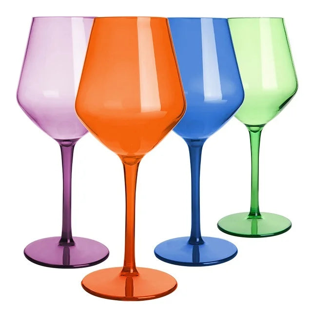 MICHLEY 2/4/6PCS Unbreakable Colorful Tritan Plastic Wine Glass Set Reusable Luxury For Party Outdoor Dishwasher Glassware